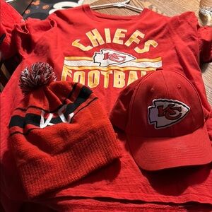 HP🎊🎊Kansas City Chiefs Red T-Shirt and Hat Set
